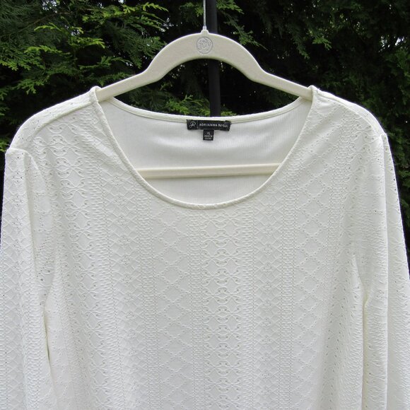 Adrianna Papell Long Sleeve Eyelet Knit Top with Puff Sleeves - Picture 2 of 3